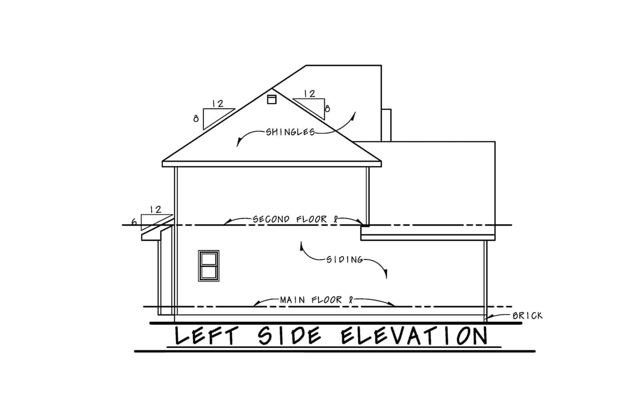 Home Plan Left Elevation of this 6-Bedroom,2934 Sq Ft Plan -120-2807