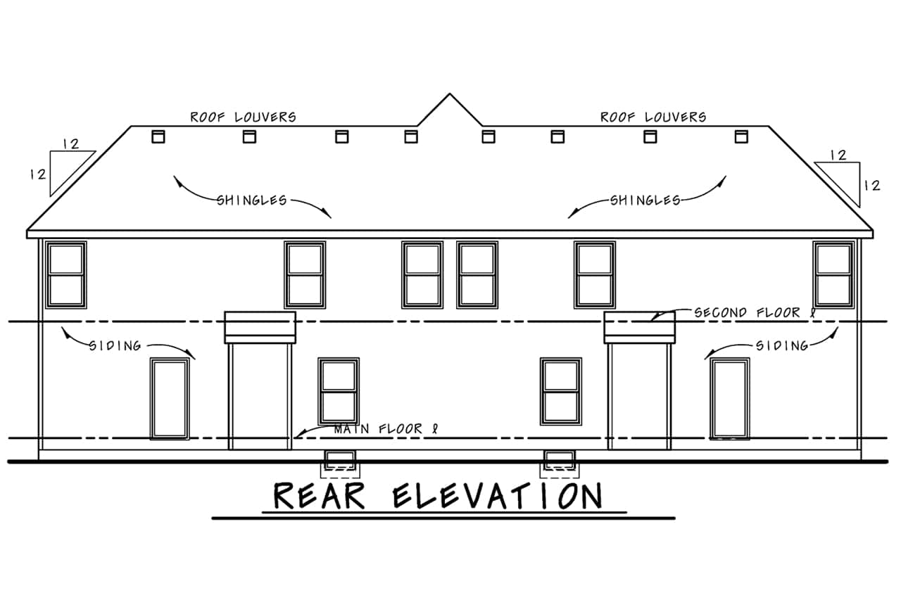 Home Plan Rear Elevation of this 6-Bedroom,2934 Sq Ft Plan -120-2807