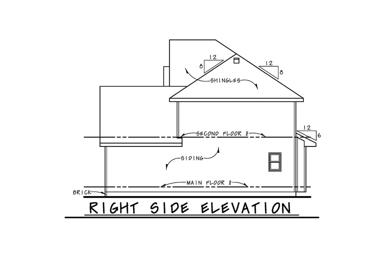 Home Plan Right Elevation of this 6-Bedroom,2934 Sq Ft Plan -120-2807