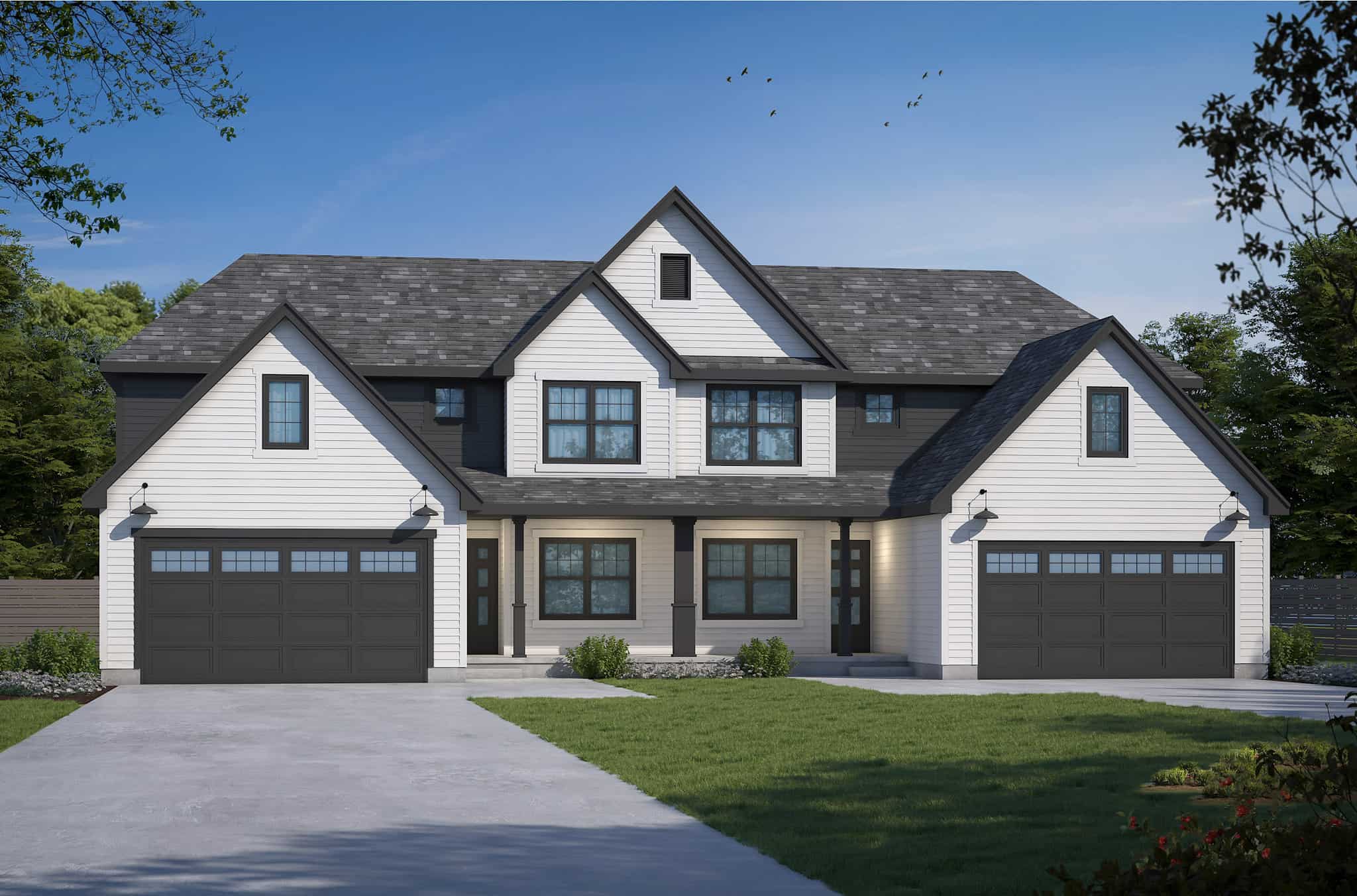 Front elevation of Duplex/Multi-Unit home (ThePlanCollection: House Plan #120-2807)