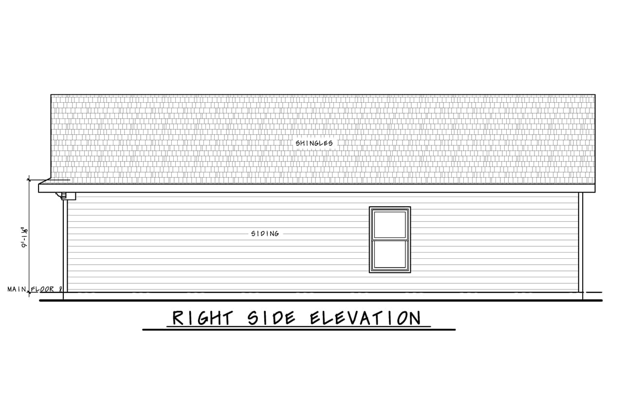 Home Plan Right Elevation of this 3-Bedroom,1050 Sq Ft Plan -120-2809