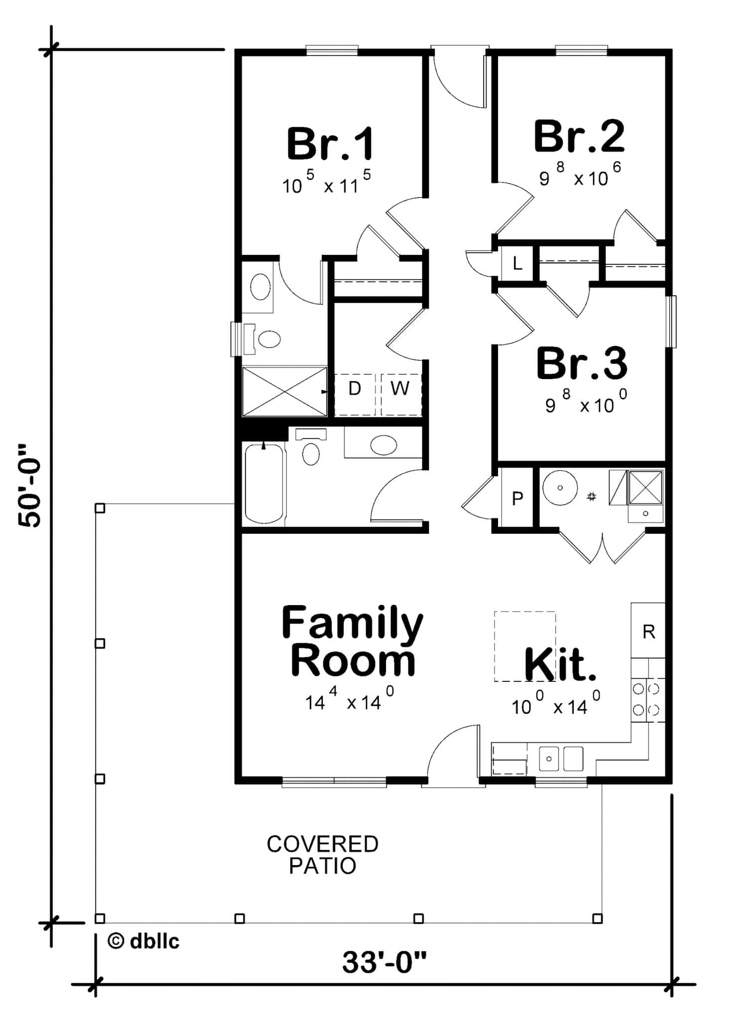 Main Level of Modern Plan #120-2810