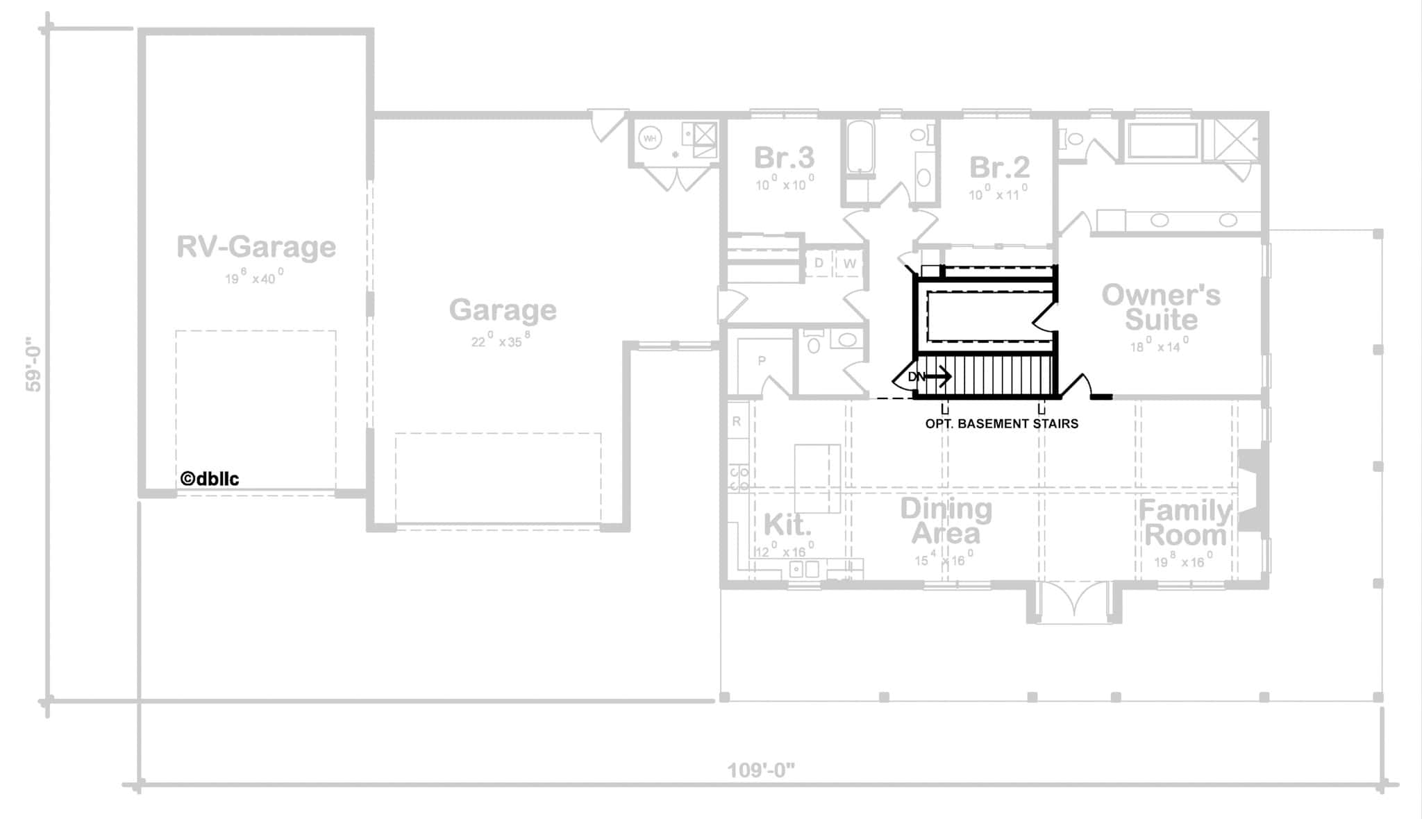 Main Level of Barndominium Plan #120-2812