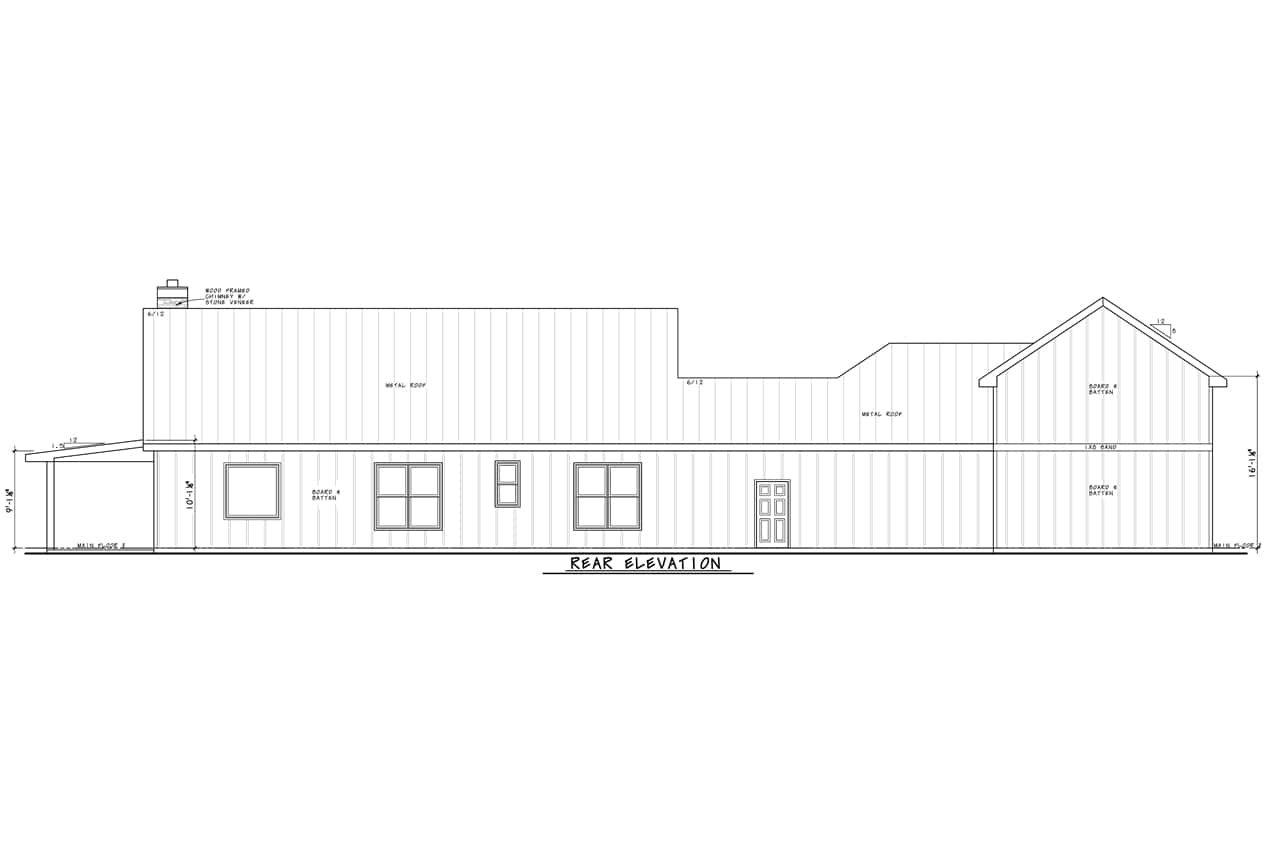 Home Plan Rear Elevation of this 3-Bedroom,2024 Sq Ft Plan -120-2812
