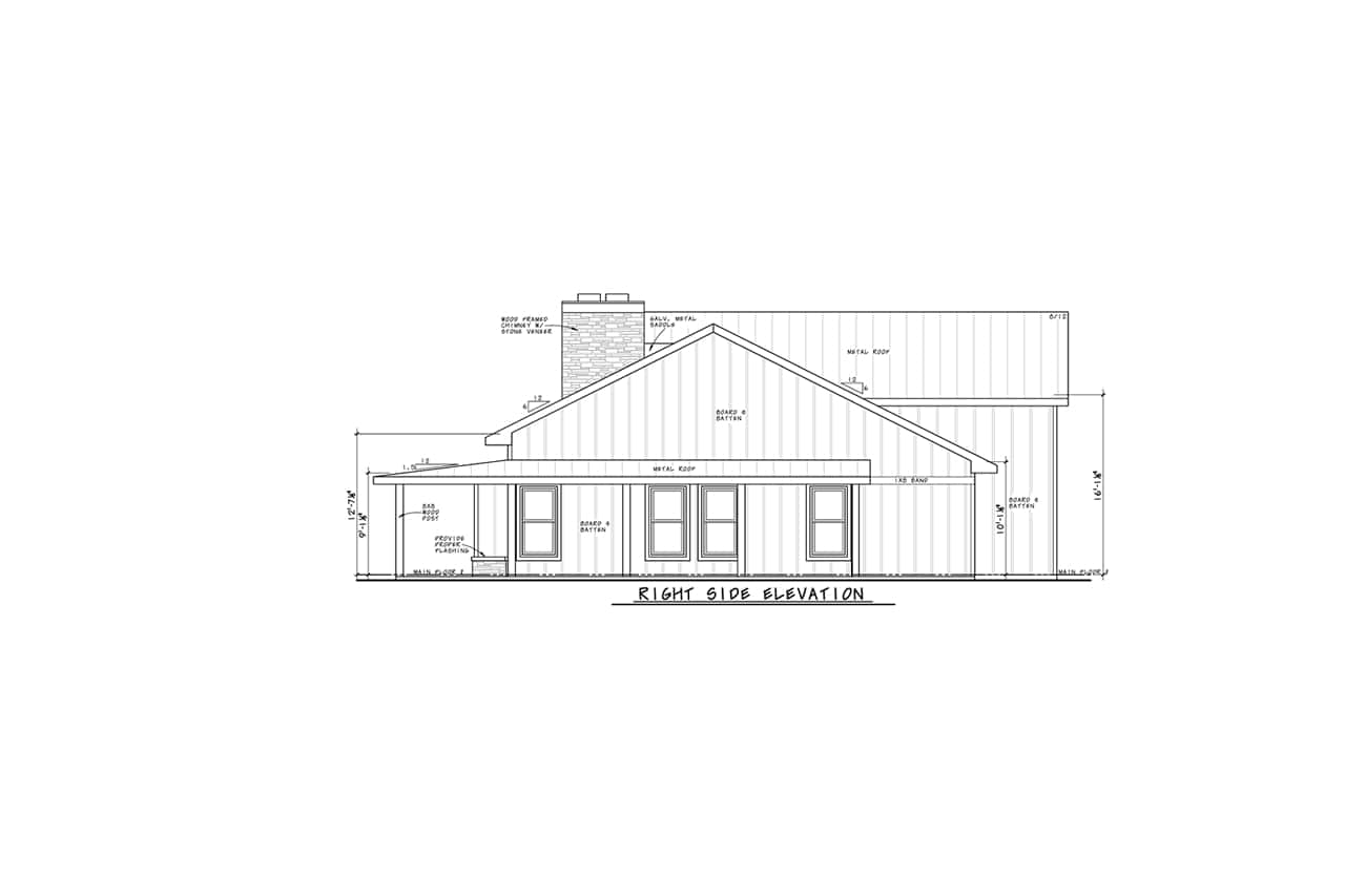 Home Plan Right Elevation of this 3-Bedroom,2024 Sq Ft Plan -120-2812