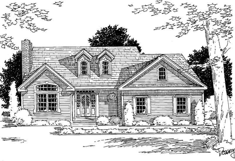 Home Plan Front Elevation of this 3-Bedroom,1728 Sq Ft Plan -121-1010