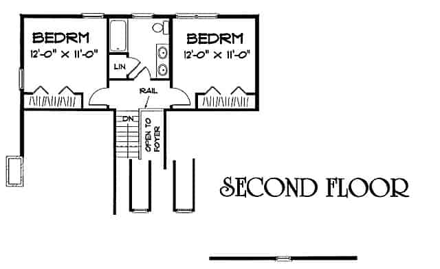 Floor Plan Upper Level of Country Plan #121-1010