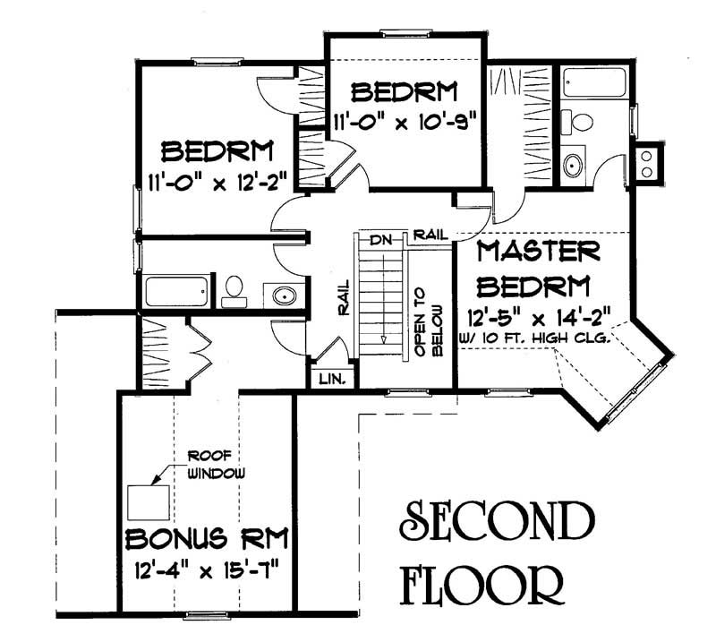 Floor Plan Second Story of Country Plan #121-1012