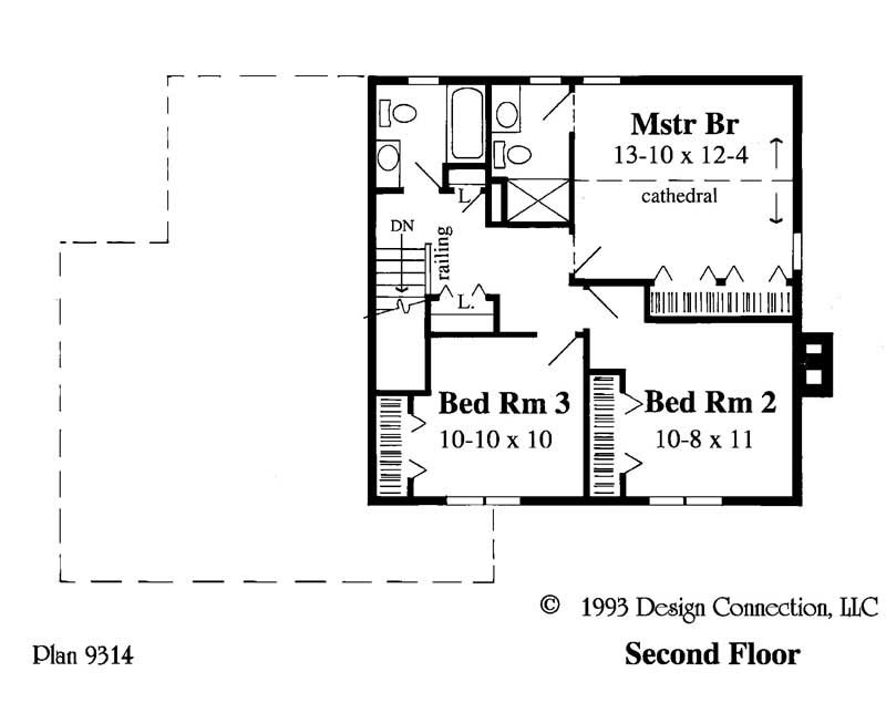 Floor Plan Second Story of Country Plan #121-1017
