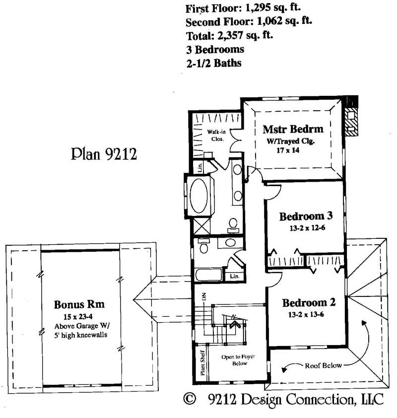 Floor Plan Second Story of Plan #121-1020