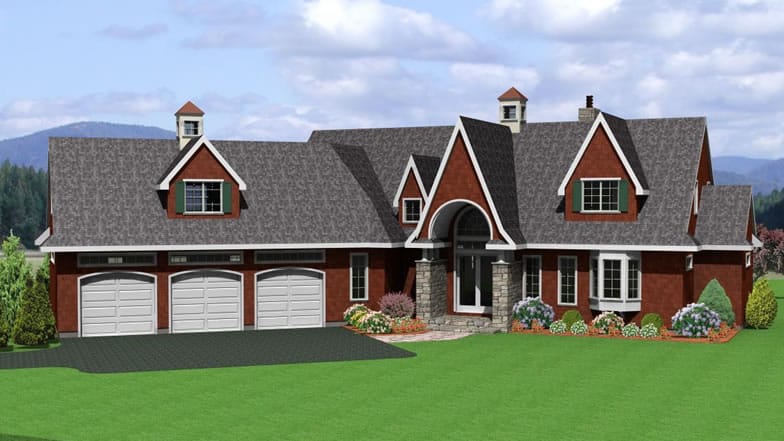 Front View of this 3-Bedroom, 2990 Sq Ft Plan - 121-1023