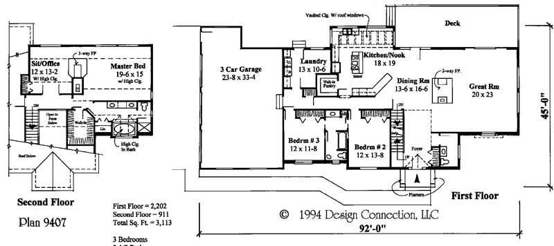 Floor Plan First Story of 1 1/2 Story Plan #121-1032