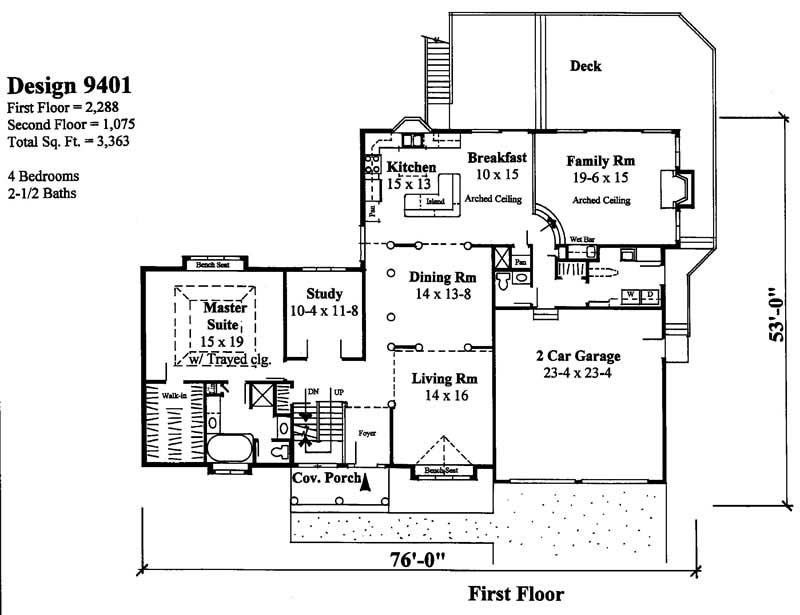 Floor Plan First Story of Country Plan #121-1033
