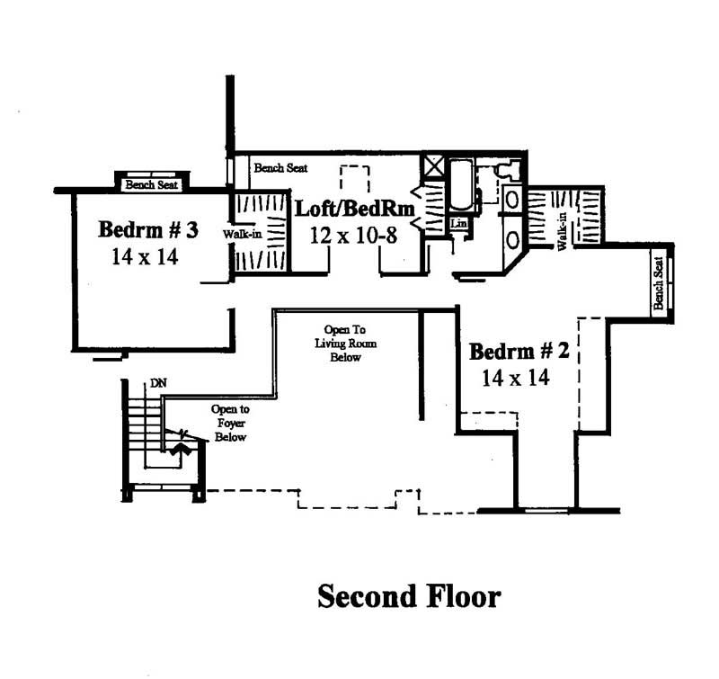 Floor Plan Second Story of Country Plan #121-1033