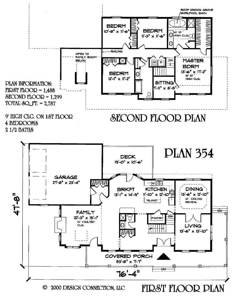 Floor Plan First Story of Country Plan #121-1036