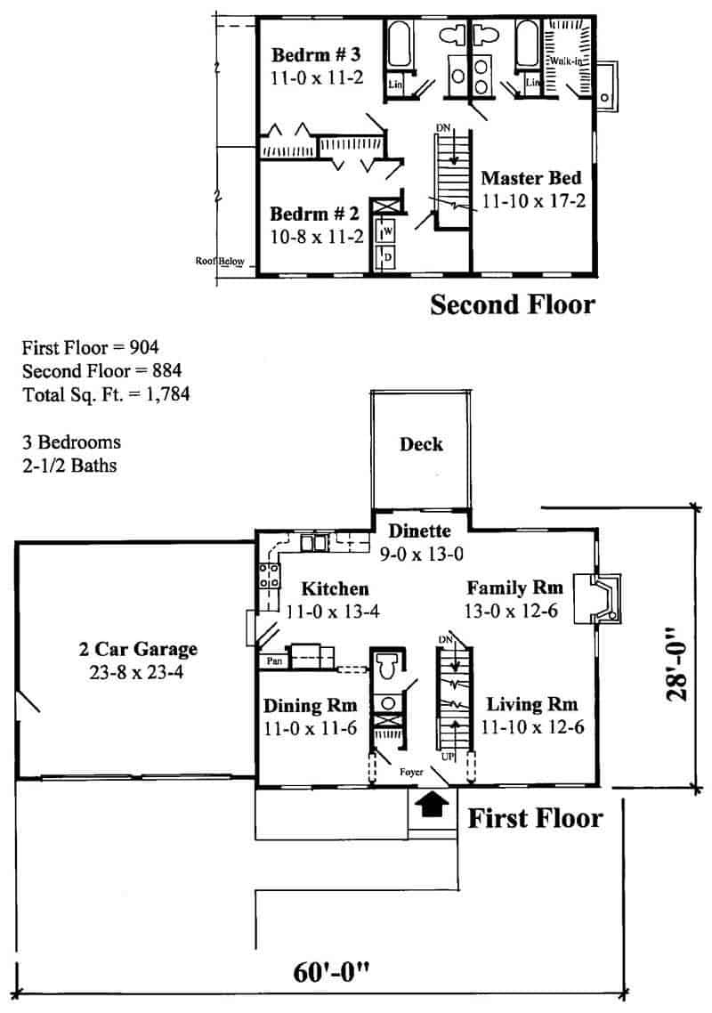 Floor Plan First Story and Second Story of Country Plan #121-1041