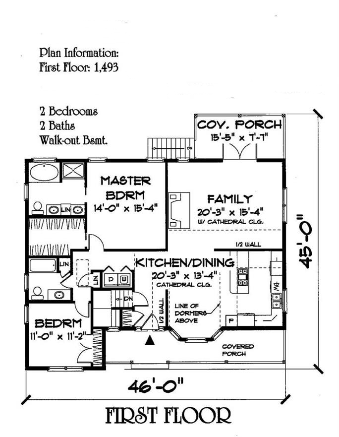 Floor Plan First Story of Small House Plans #121-1048