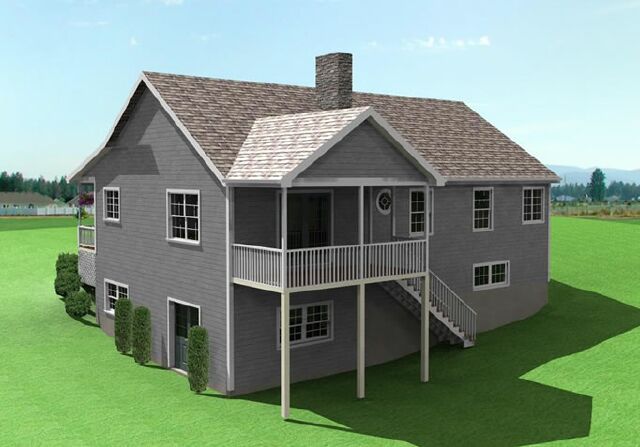 Rear View of this 2-Bedroom, 1493 Sq Ft Plan - 121-1048