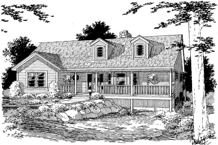 Home Plan Front Elevation of this 2-Bedroom,1493 Sq Ft Plan -121-1048