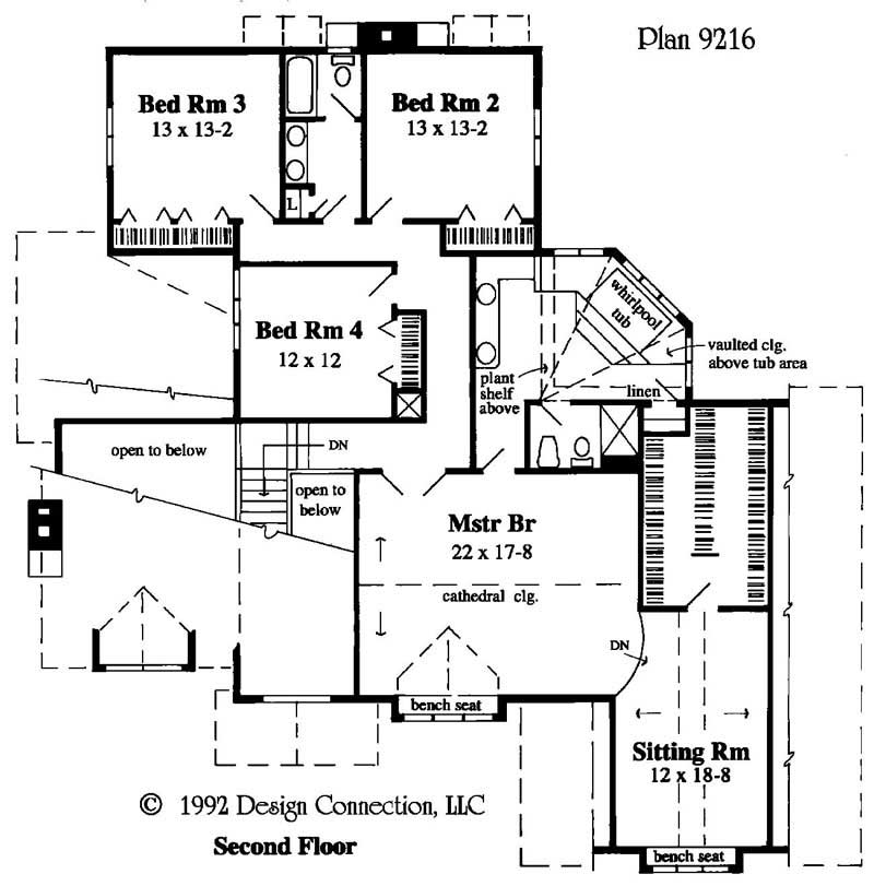 Floor Plan Second Story of Plan #121-1050