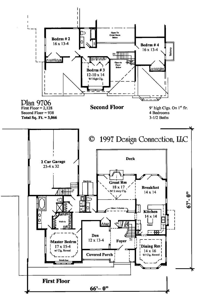 Floor Plan First Story of Country Plan #121-1051
