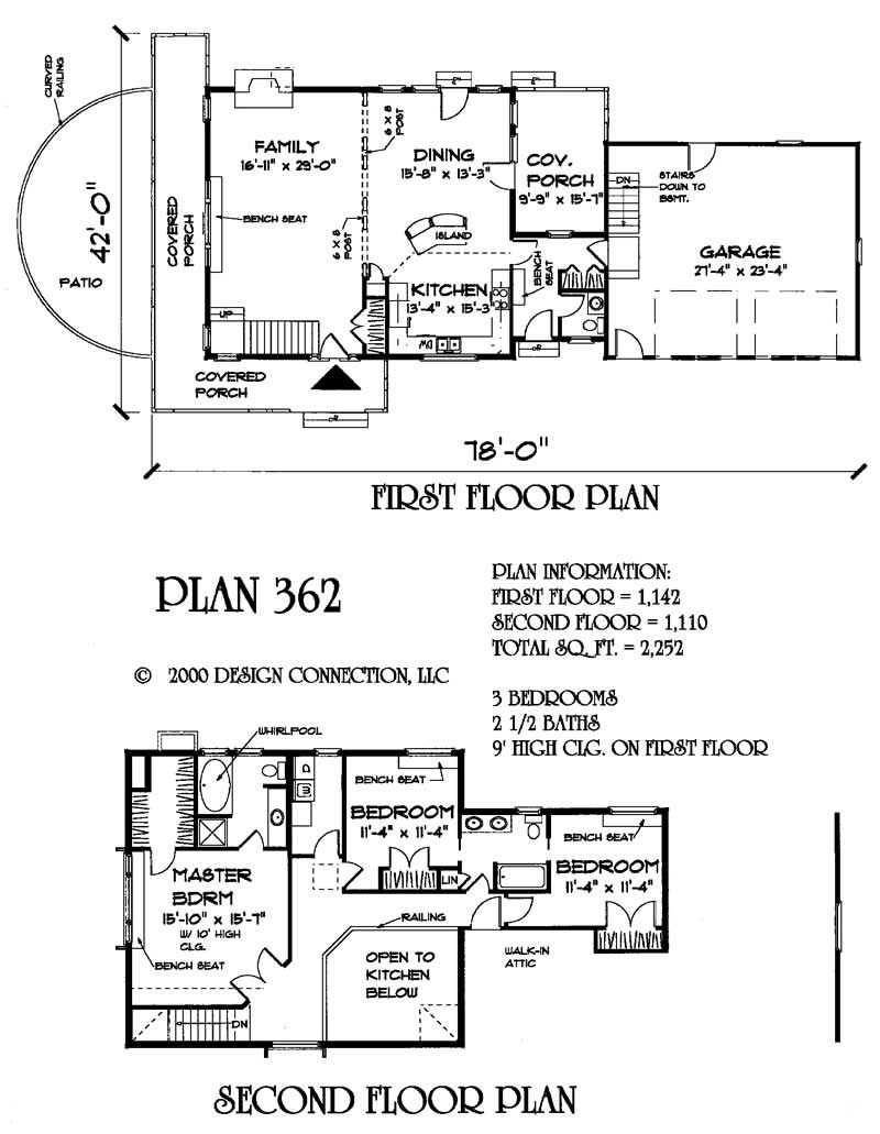 Floor Plan First Story of Southern Plan #121-1052