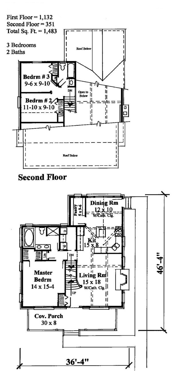 Floor Plan First Story of Cape Cod Plan #121-1054