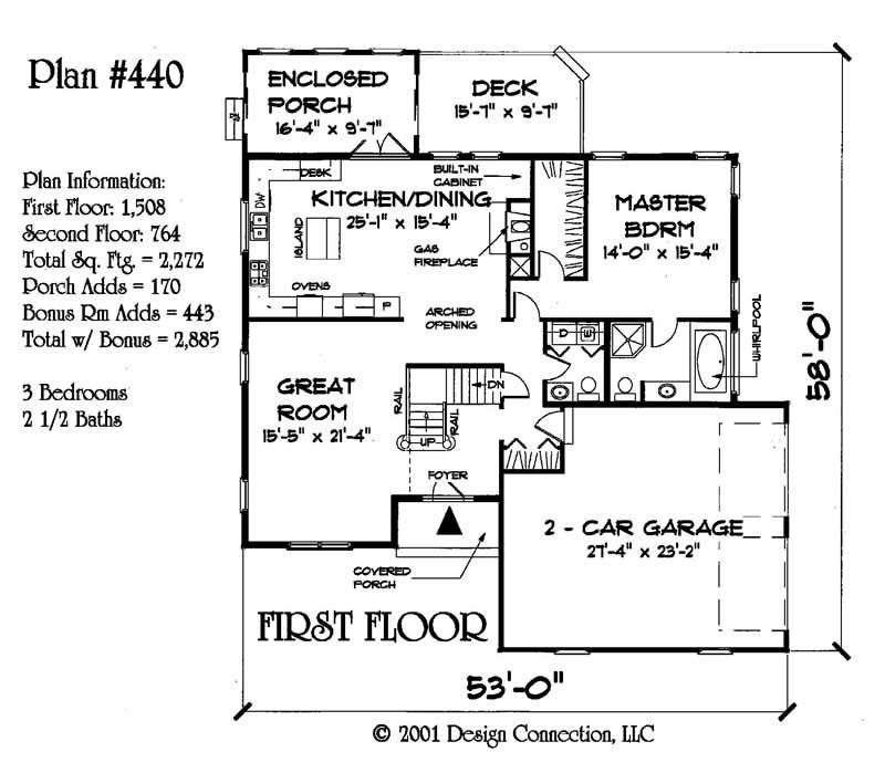 Floor Plan First Story of Plan #121-1058