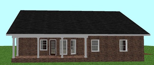Home Plan Rear Elevation of this 3-Bedroom,1500 Sq Ft Plan -123-1000