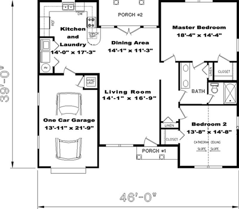 Floor Plan First Story of European Plan #123-1001