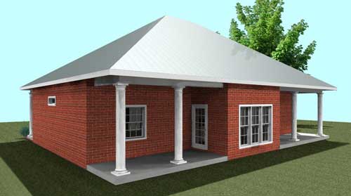 Home Plan Rear Elevation of this 3-Bedroom,1640 Sq Ft Plan -123-1006