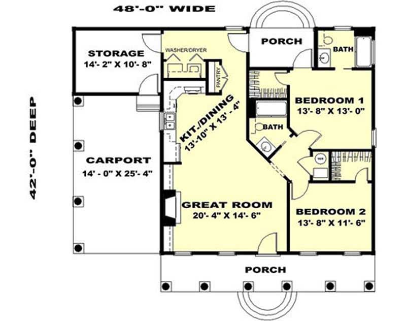Floor Plan First Story of Small House Plans #123-1007