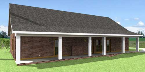 Home Plan Rear Elevation of this 4-Bedroom,1856 Sq Ft Plan -123-1008