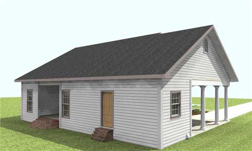 Rear View of this 2-Bedroom, 1301 Sq Ft Plan - 123-1009