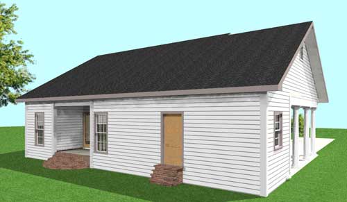 Home Plan Rear Elevation of this 2-Bedroom,1301 Sq Ft Plan -123-1009