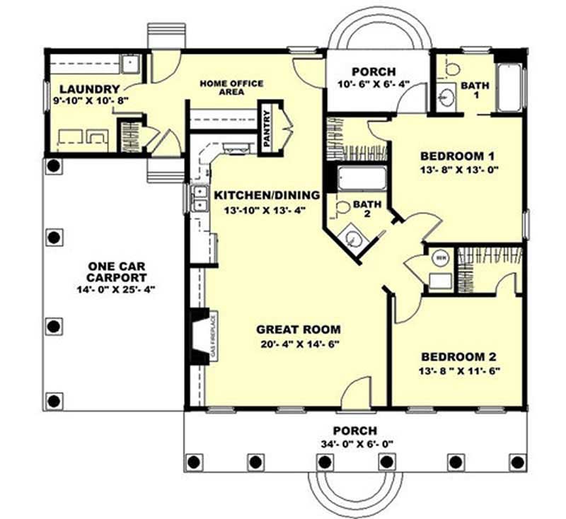 Floor Plan Second Story of Country Plan #123-1009