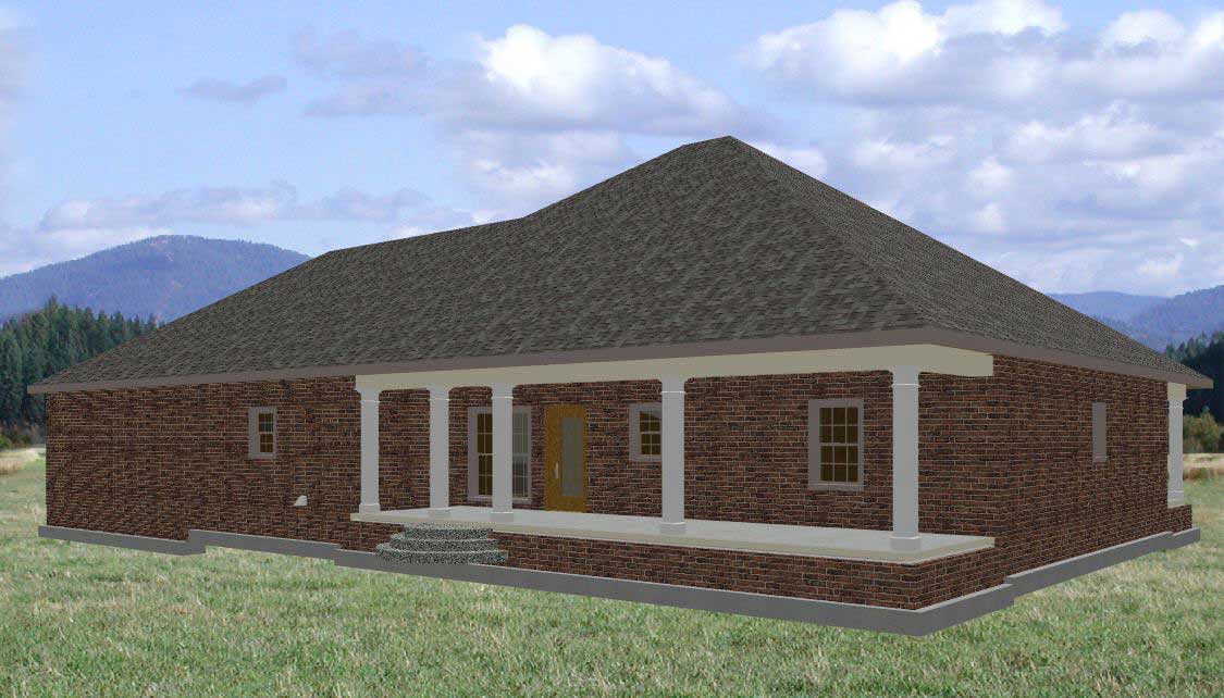 Home Plan Rear Elevation of this 3-Bedroom,2091 Sq Ft Plan -123-1010