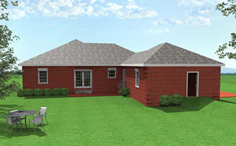 Home Plan Rear Elevation of this 3-Bedroom,1575 Sq Ft Plan -123-1013