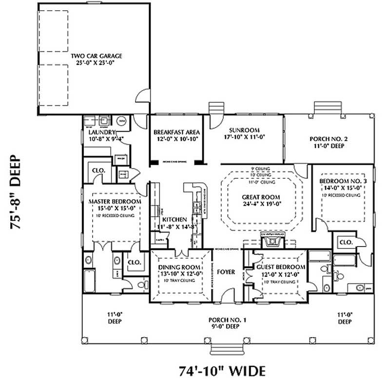 Floor Plan First Story of European Plan #123-1014