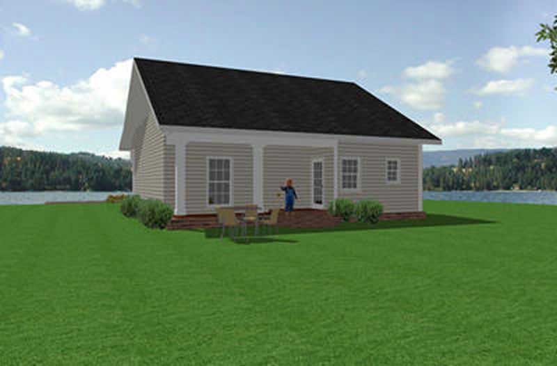 Home Plan Rear Elevation of this 2-Bedroom,1097 Sq Ft Plan -123-1017