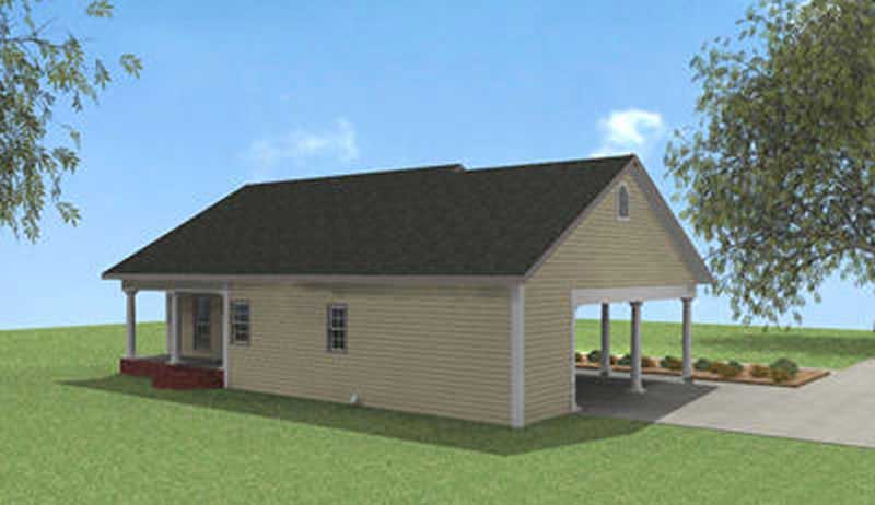 Home Plan Rear Elevation of this 2-Bedroom,1152 Sq Ft Plan -123-1018