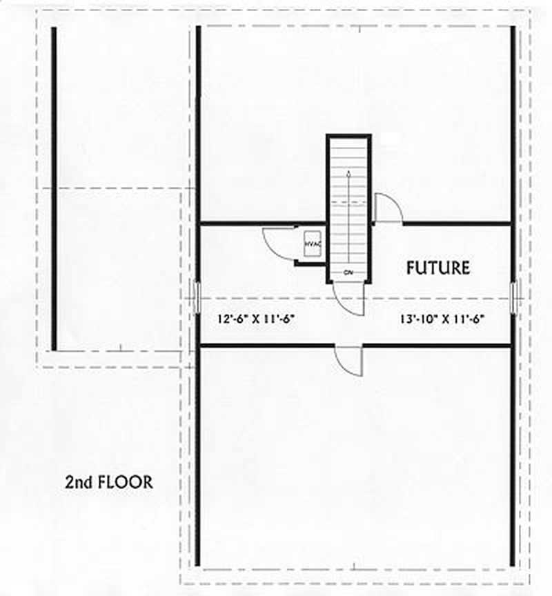 Floor Plan Second Story of Country Plan #123-1019