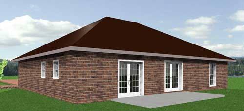 Home Plan Rear Elevation of this 3-Bedroom,1551 Sq Ft Plan -123-1021