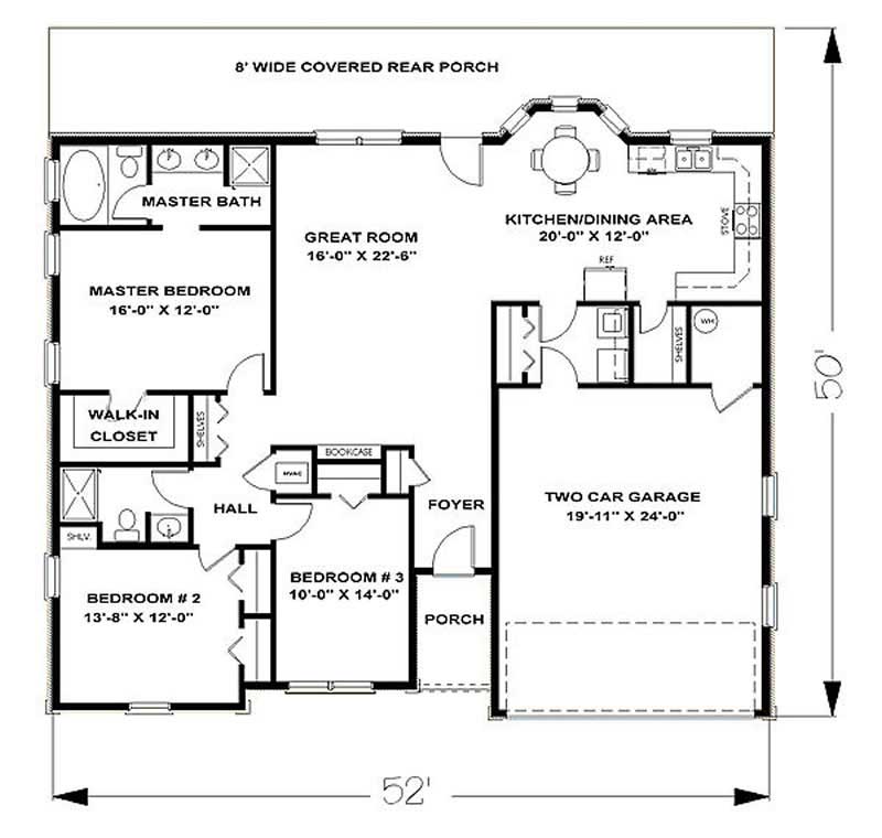 Floor Plan First Story of European Plan #123-1022