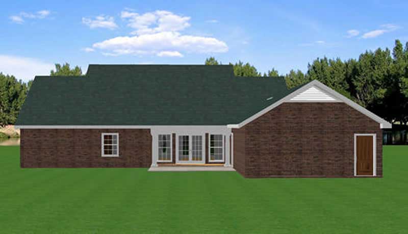 Home Plan Rear Elevation of this 3-Bedroom,2046 Sq Ft Plan -123-1023