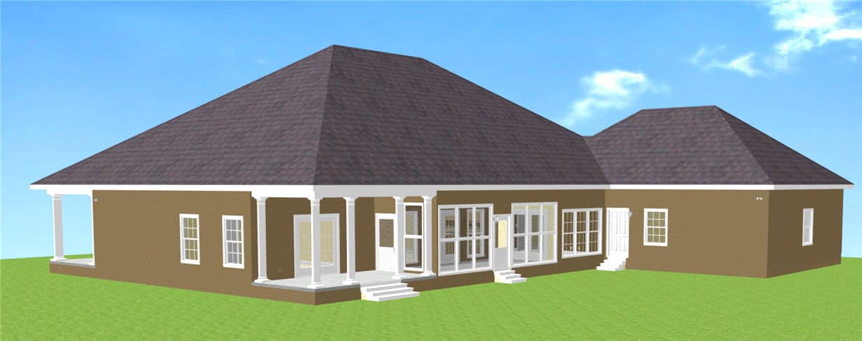 Rear View of this 3-Bedroom, 2775 Sq Ft Plan - 123-1030