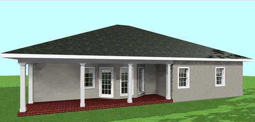 Home Plan Rear Elevation of this 3-Bedroom,1500 Sq Ft Plan -123-1031