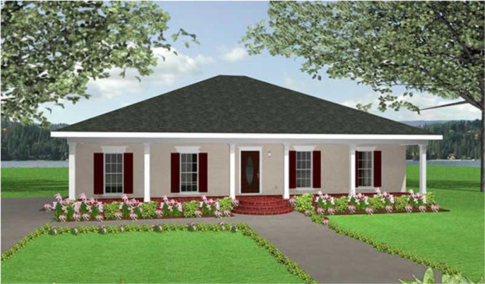 Home Plan Front Elevation of this 3-Bedroom,1500 Sq Ft Plan -123-1031