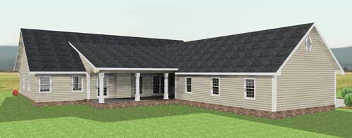 Home Plan Rear Elevation of this 4-Bedroom,2435 Sq Ft Plan -123-1034