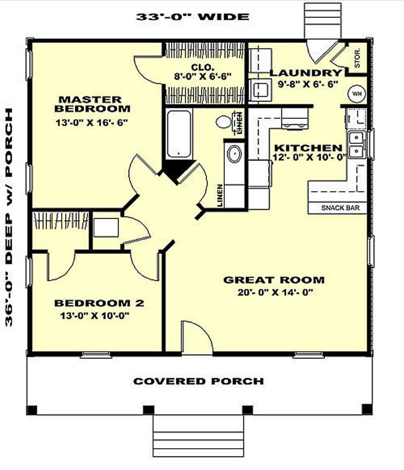 Floor Plan Main Level of Country Plan #123-1035
